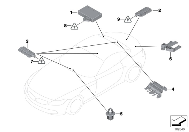 2009 BMW 135i Control Unit / Antennas Passive Access Diagram