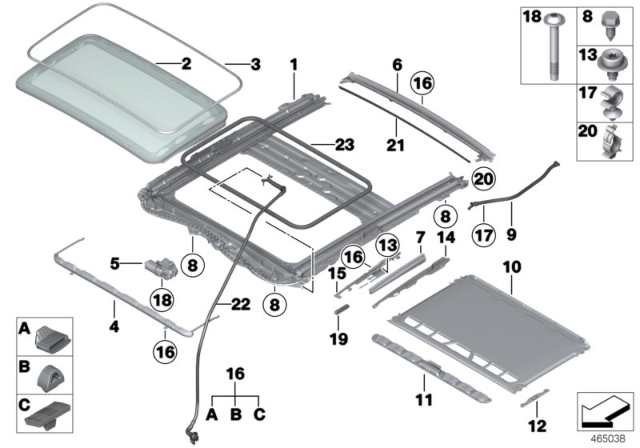 2018 BMW 330i Lift-Up-And-Slide-Back Sunroof Diagram
