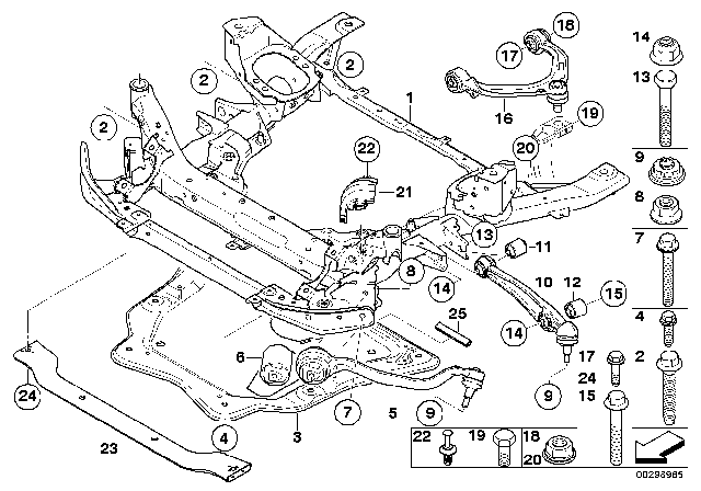 2009 BMW X6 Bottom Rubber Mount Wishbone, Right Diagram for 31126771894