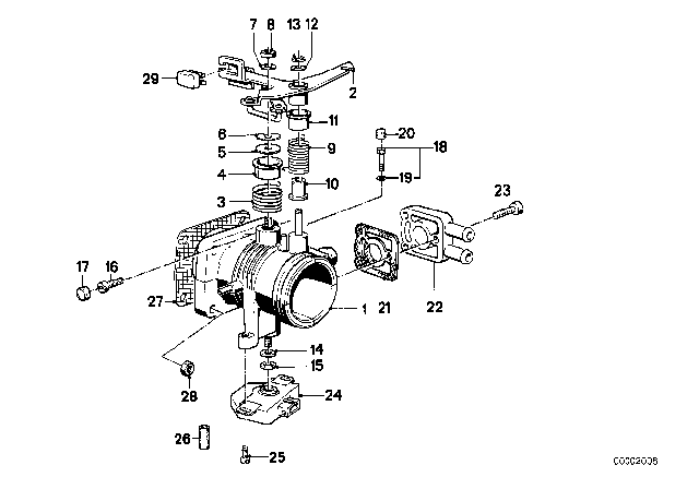 1987 BMW 325i Induction Throttle Body Diagram for 13541716066