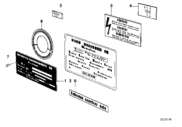 1987 BMW 325i Information Plate Diagram
