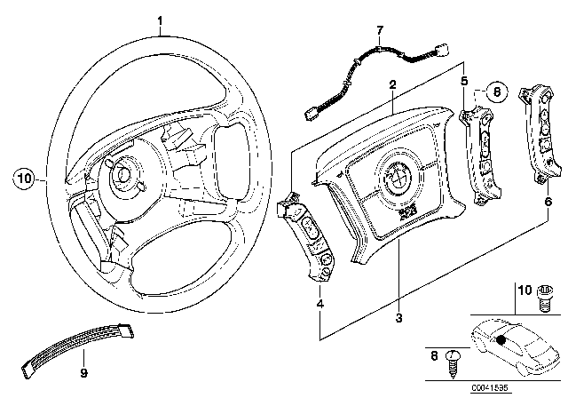 2001 BMW 740iL Steering Wheel Airbag - Smart Multifunction Diagram