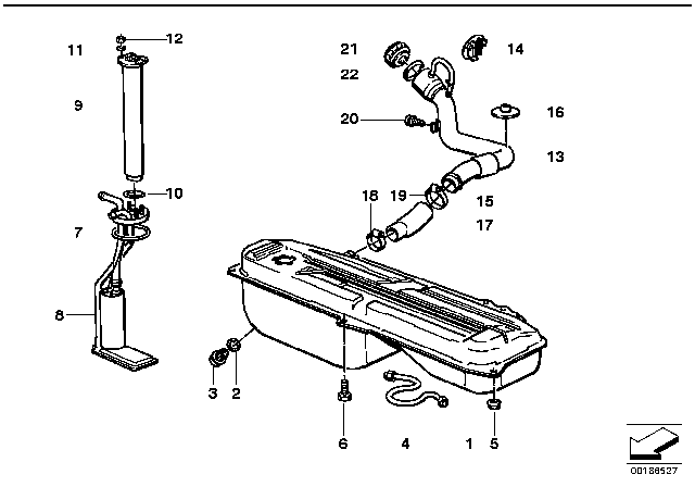 1991 BMW 318is Fuel Pump Assembly Diagram for 16141180233