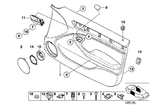2001 BMW 325i Door Trim Panel Diagram 1
