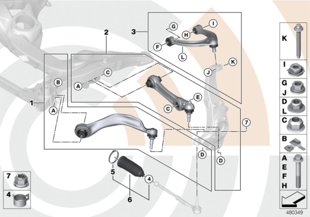 2014 BMW 550i Repair Kit, Trailing Links And Wishbones Diagram