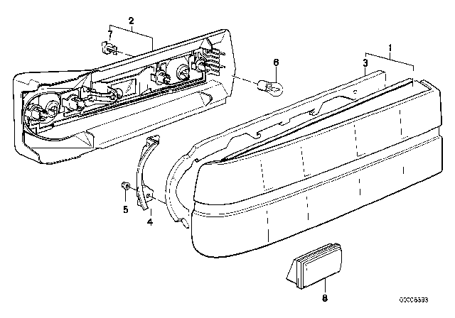1986 BMW 325e Tail Light, Right Diagram for 63211385382