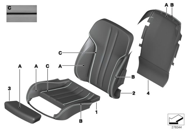 2015 BMW 640i Individual Cover, Leather Comfort Seat Diagram