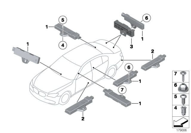 2011 BMW 750Li Single Parts, Aerial, Comfort Access Diagram