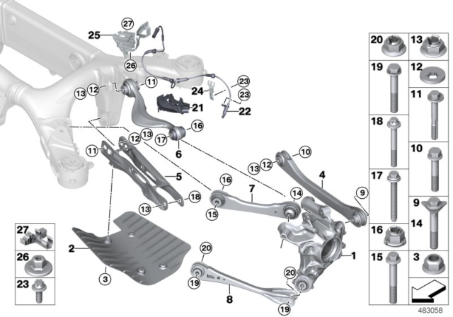 2018 BMW 740i Rear Axle Support / Wheel Suspension Diagram