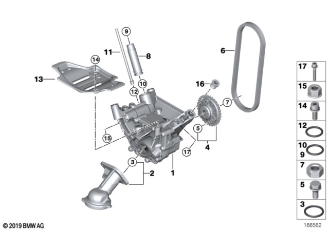 2014 BMW 750Li Lubrication System / Oil Pump With Drive Diagram