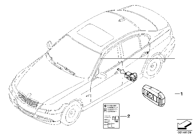 2008 BMW M3 Set Uniform Locking System With Cas Control Unit (Code) Diagram for 51210034617