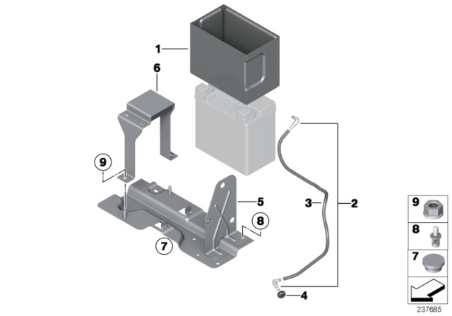 2012 BMW 640i Battery Holder And Mounting Parts Diagram 2
