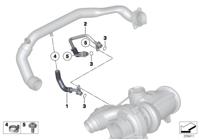 2012 BMW 135i Cooling System, Turbocharger Diagram