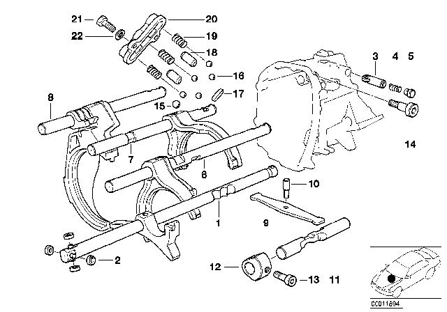2001 BMW 525i Inner Gear Shifting Parts (S5D) Diagram 2