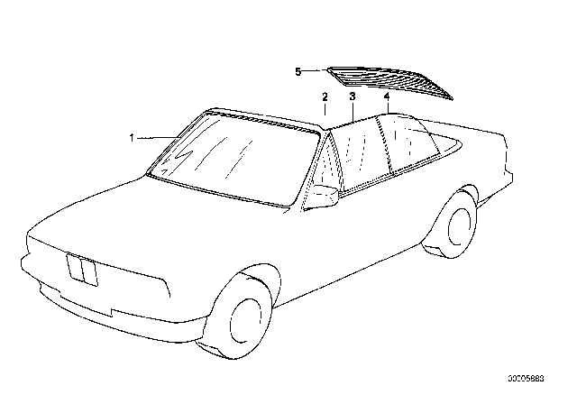 1992 BMW 325i Glazing Diagram 2