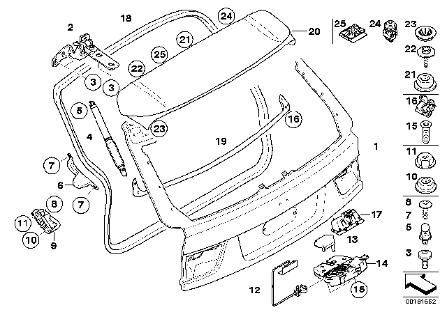 2013 BMW X5 Trunk Lid Lock Diagram for 51247308849