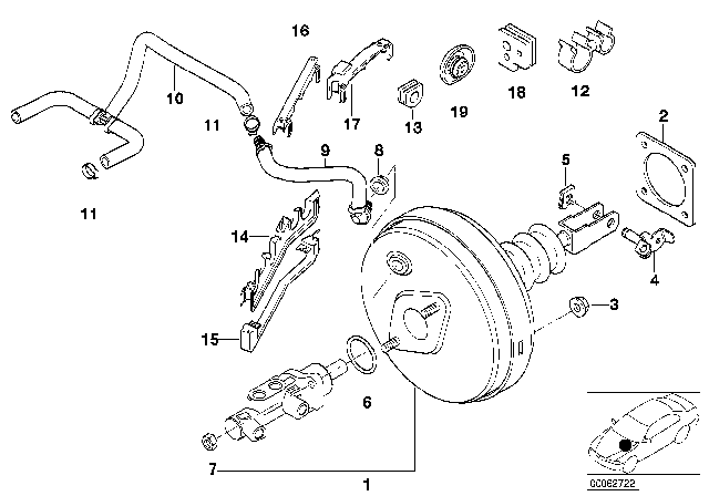 2003 BMW M5 Power Brake Booster Diagram for 34331165541