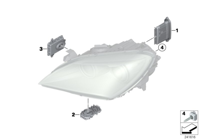2012 BMW 640i Headlight, Electronic Parts, Xenon Light Diagram