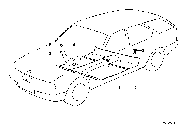 1992 BMW 525i Floor Covering Diagram