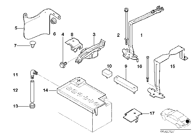 2001 BMW 330i Battery Holder And Mounting Parts Diagram