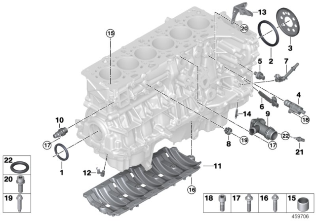 2018 BMW 740i Engine Block & Mounting Parts Diagram