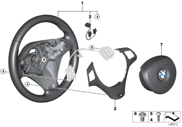 2011 BMW 128i M Sports Steering Wheel, Airbag Diagram 3