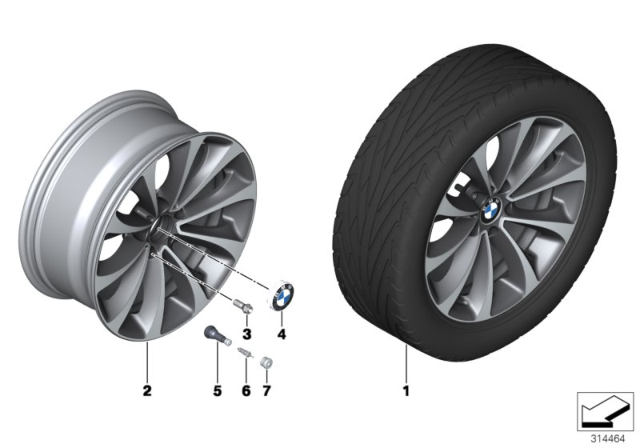 2013 BMW 740i BMW LA Wheel, Turbine Styling Diagram 1