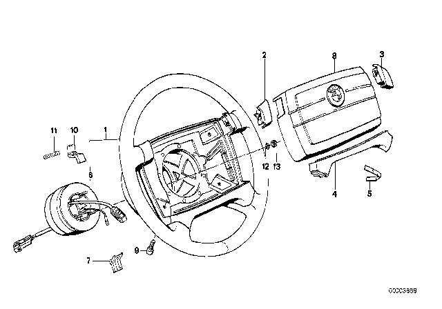 1988 BMW 325i Steering Wheel Airbag Diagram 1