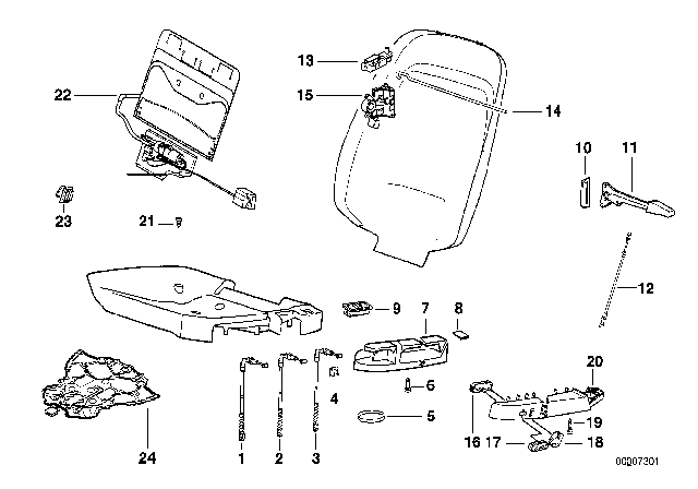1993 BMW 318is Single Parts Of Front Seat Controls Diagram 1