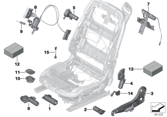 2012 BMW 640i Seat, Front, Electrical System & Drives Diagram