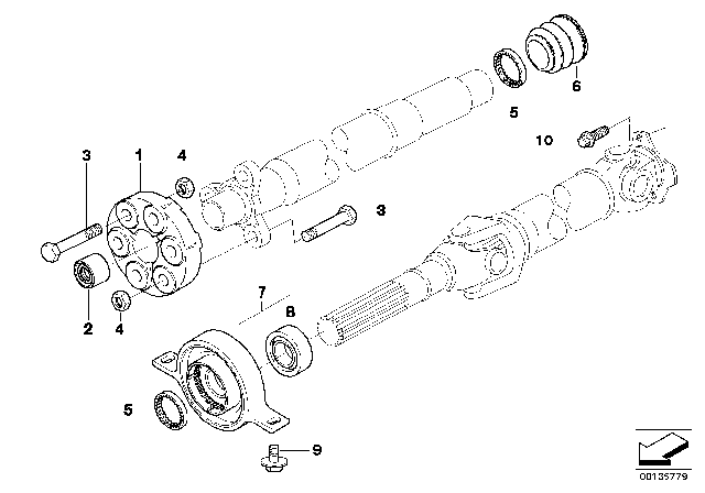 2010 BMW 128i Drive Shaft, Universal Joint / Centre Mounting Diagram