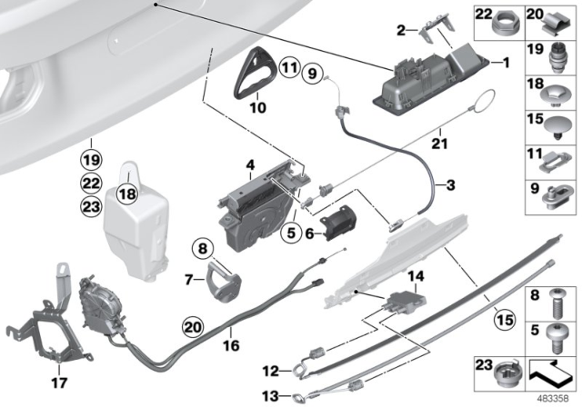 2014 BMW 328i xDrive Trunk-Lock Actuator Motor Diagram for 51247191212