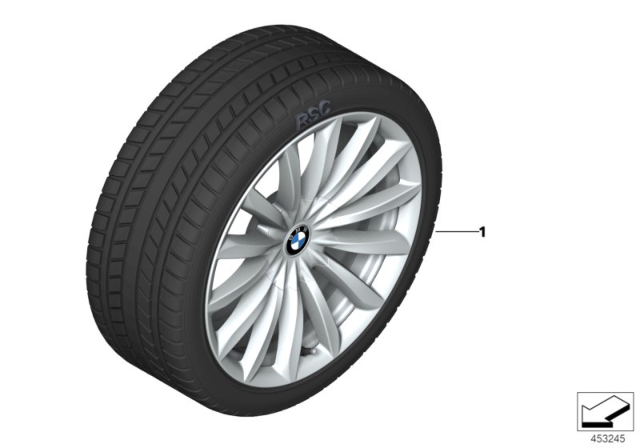 2020 BMW 740i Winter Wheel With Tire V-Spoke Diagram 2
