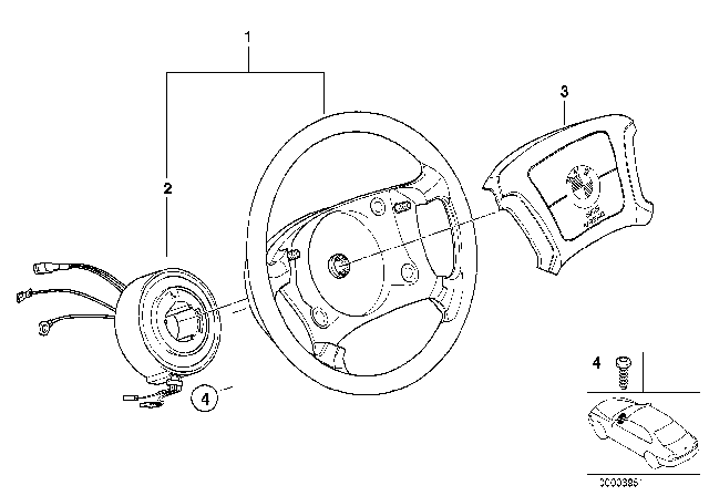 1993 BMW 318is Steering Wheel Airbag Diagram 1