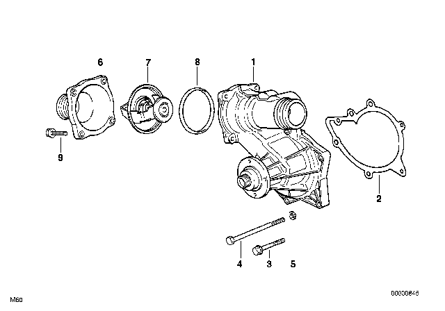 1994 BMW 840Ci Water Pump Diagram for 11510007043