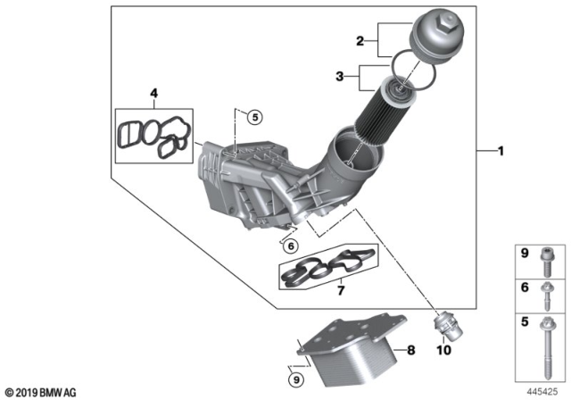 2020 BMW 430i xDrive Engine Oil Filter Housing Diagram for 11428596283