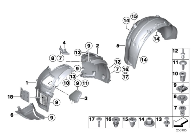 2018 BMW 640i Wheel Arch Trim Diagram
