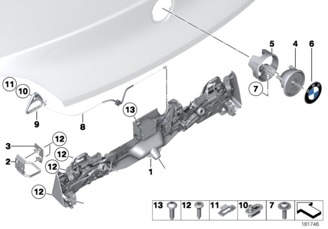 2010 BMW Z4 Trunk Lock Actuator Motor Diagram for 51247354924