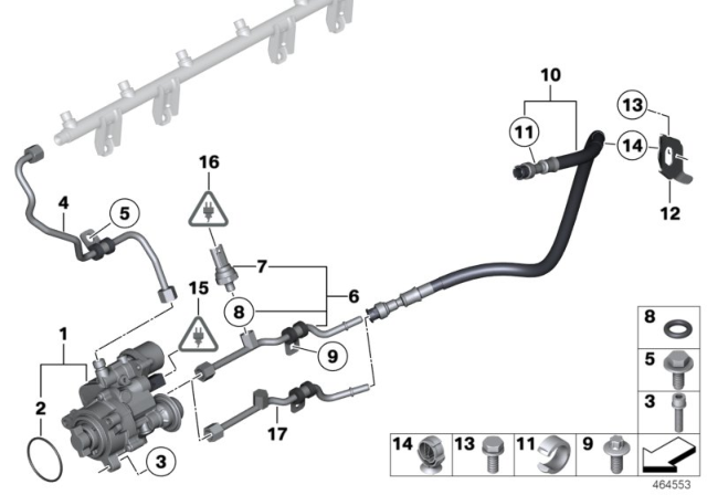 2011 BMW 135i High-Pressure Pump / Tubing Diagram 1