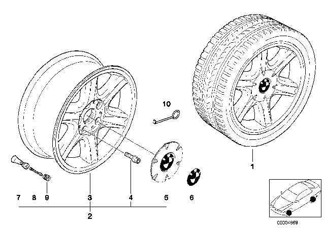 1999 BMW 323i Emblem Wheel Center Cap Diagram for 36131181081