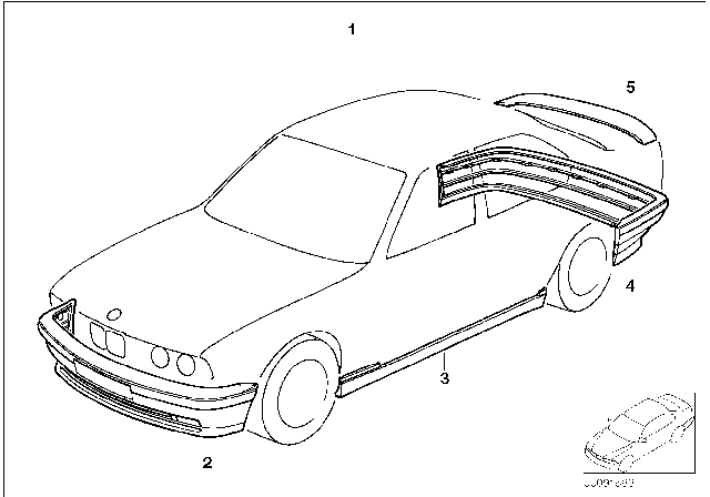 1991 BMW 525i Retrofit Kit M Aerodynamic Package Diagram