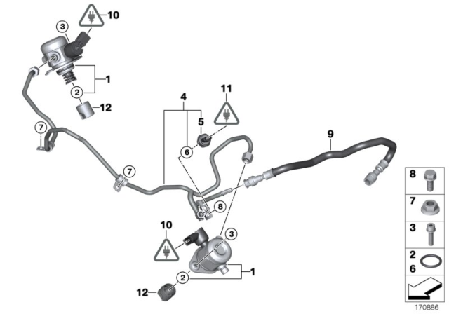 2011 BMW 550i High-Pressure Pump / Tubing Diagram