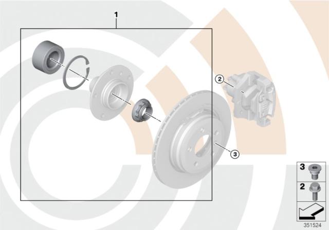 2011 BMW 128i Repair Kit, Wheel Bearing, Rear Diagram