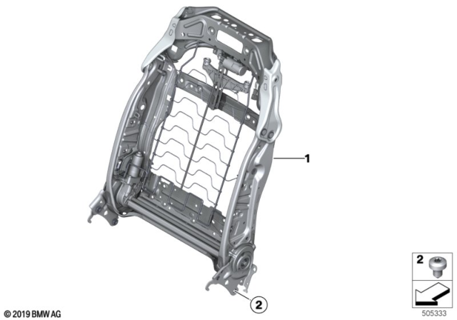2015 BMW 550i Seat, Front, Backrest Frame Diagram