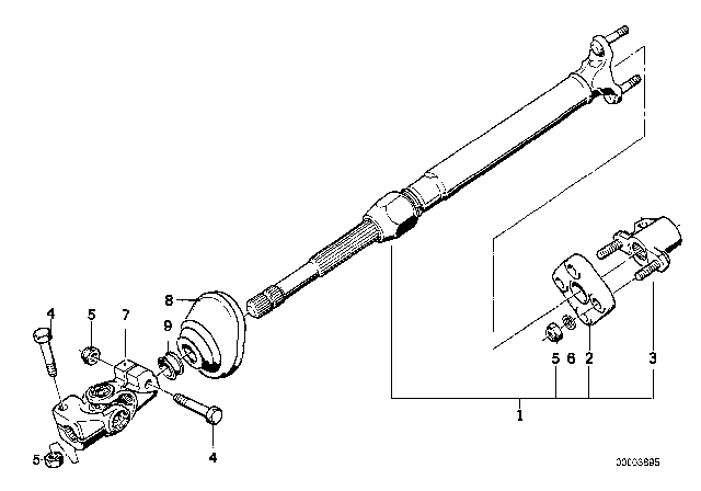 1993 BMW 740i Steering Column - Lower Joint Assy Diagram 2