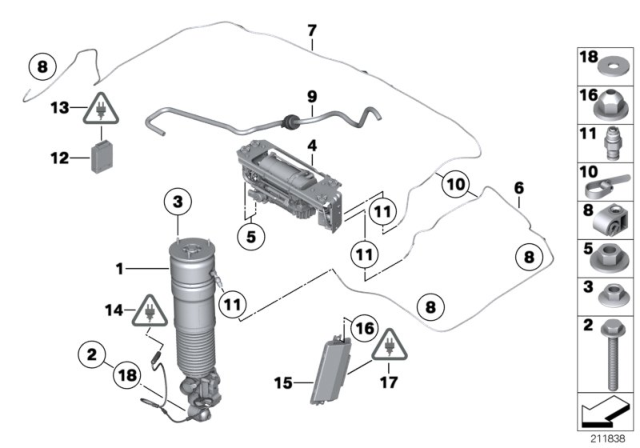 2013 BMW 740i Levelling Device, Air Spring And Control Unit Diagram