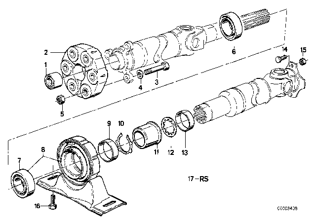 1987 BMW 325i Drive Shaft, Universal Joint / Centre Mounting Diagram 1