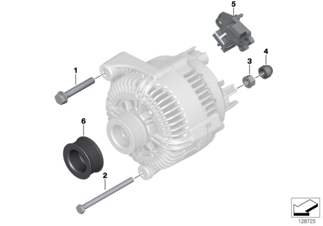 2013 BMW 128i Generator, Individual Parts Diagram