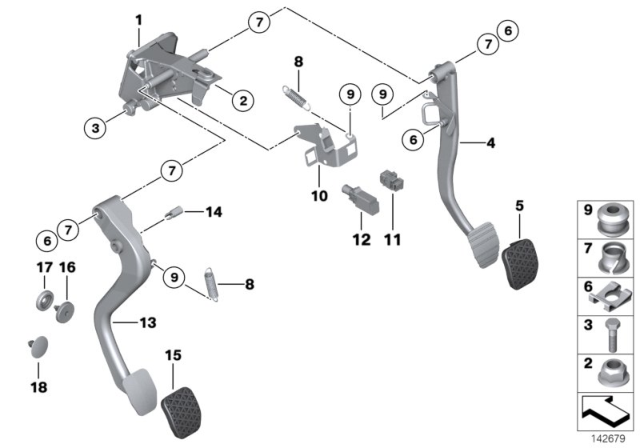 2005 BMW 325i Pedals / Stop Light Switch Diagram