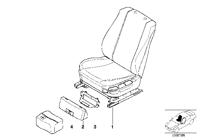 1997 BMW 740iL Seat, Front, Complete Seat Diagram 1